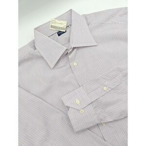 Culturata Mens XL 17.5x36 Purple Check Basket Weave Dress Shirt Italy
